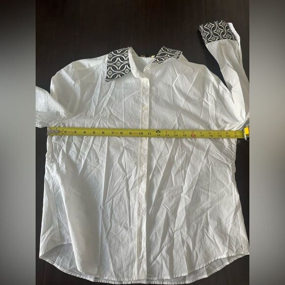 Maje Cipaje Jacquard Contrast Womens 100% Cotton Button Down Shirt- White large - Picture 11 of 12
